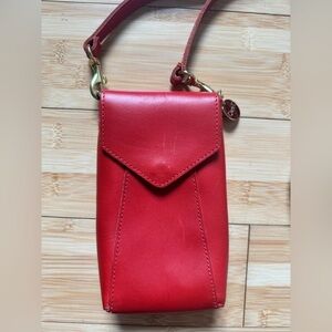 Clare V Cherry Red Crossbody Phone Pouch